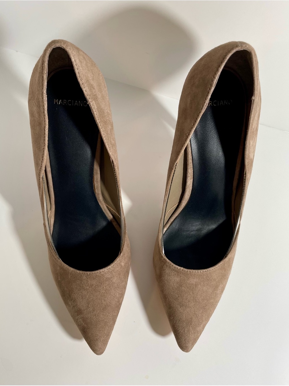 MARCIANO Leather Taupe Suede Pumps - Picture 7 of 16